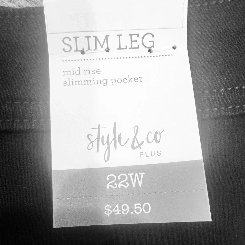 Style & Co Plus Slim Leg Black Jean - Picture 2 of 5